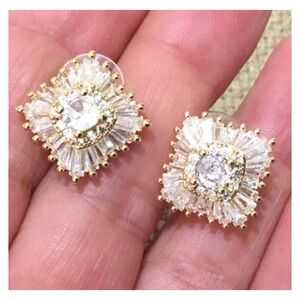 Elegant Rhinestone Square Earrings in Box